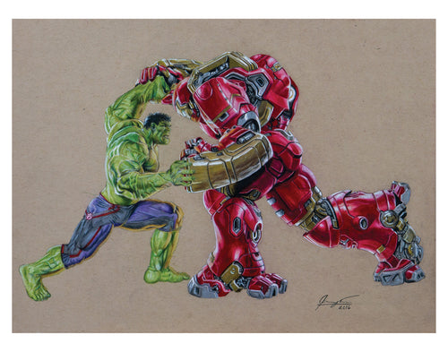 Colossal Battle (11x14") - Pencil Crayon Art Print